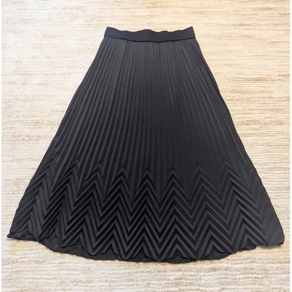 Missoni for Target Pleated Maxi Skirt Women Size M Black Zigzag Hem Accordion